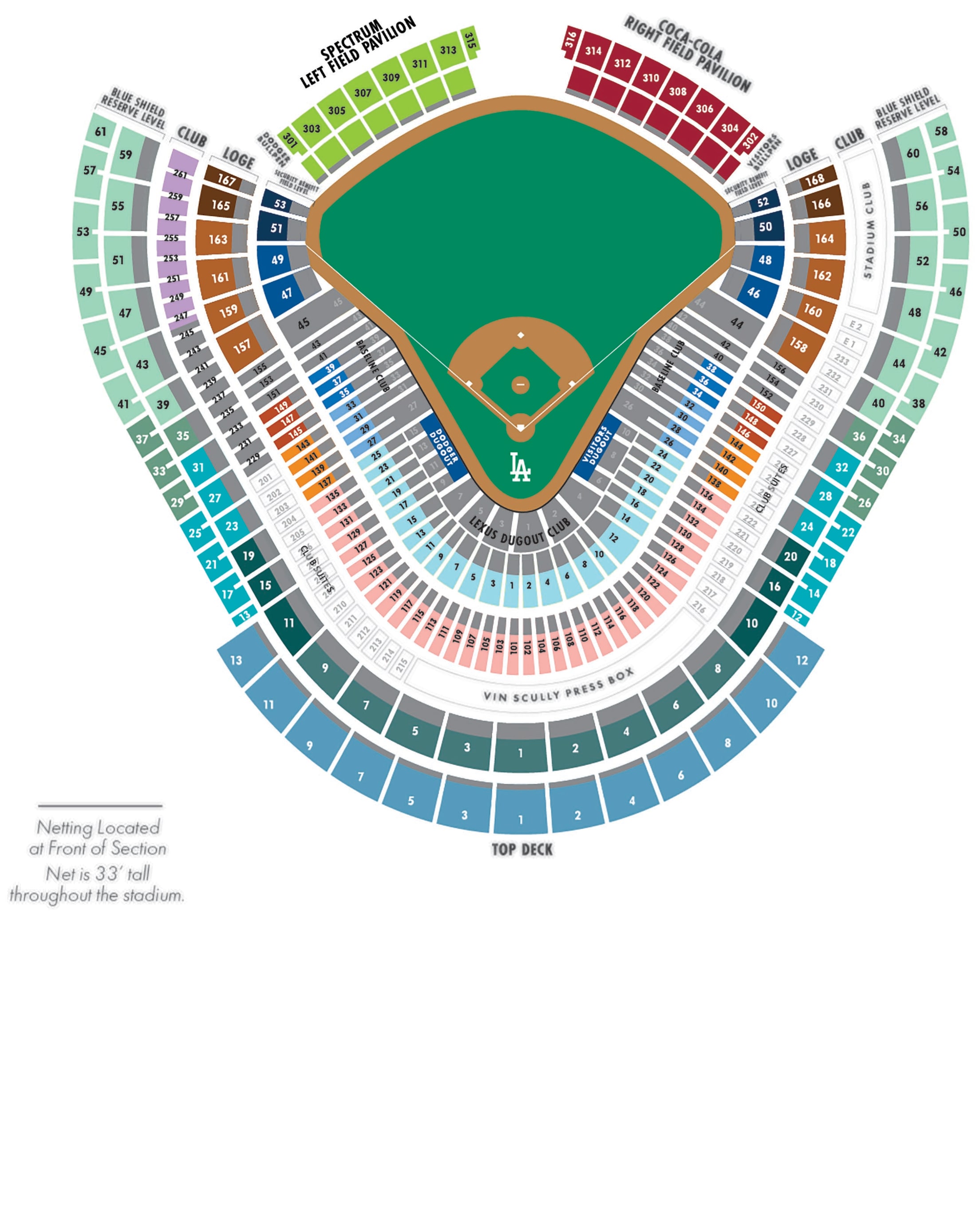 Shaded and Covered Seating at Dodger Stadium 