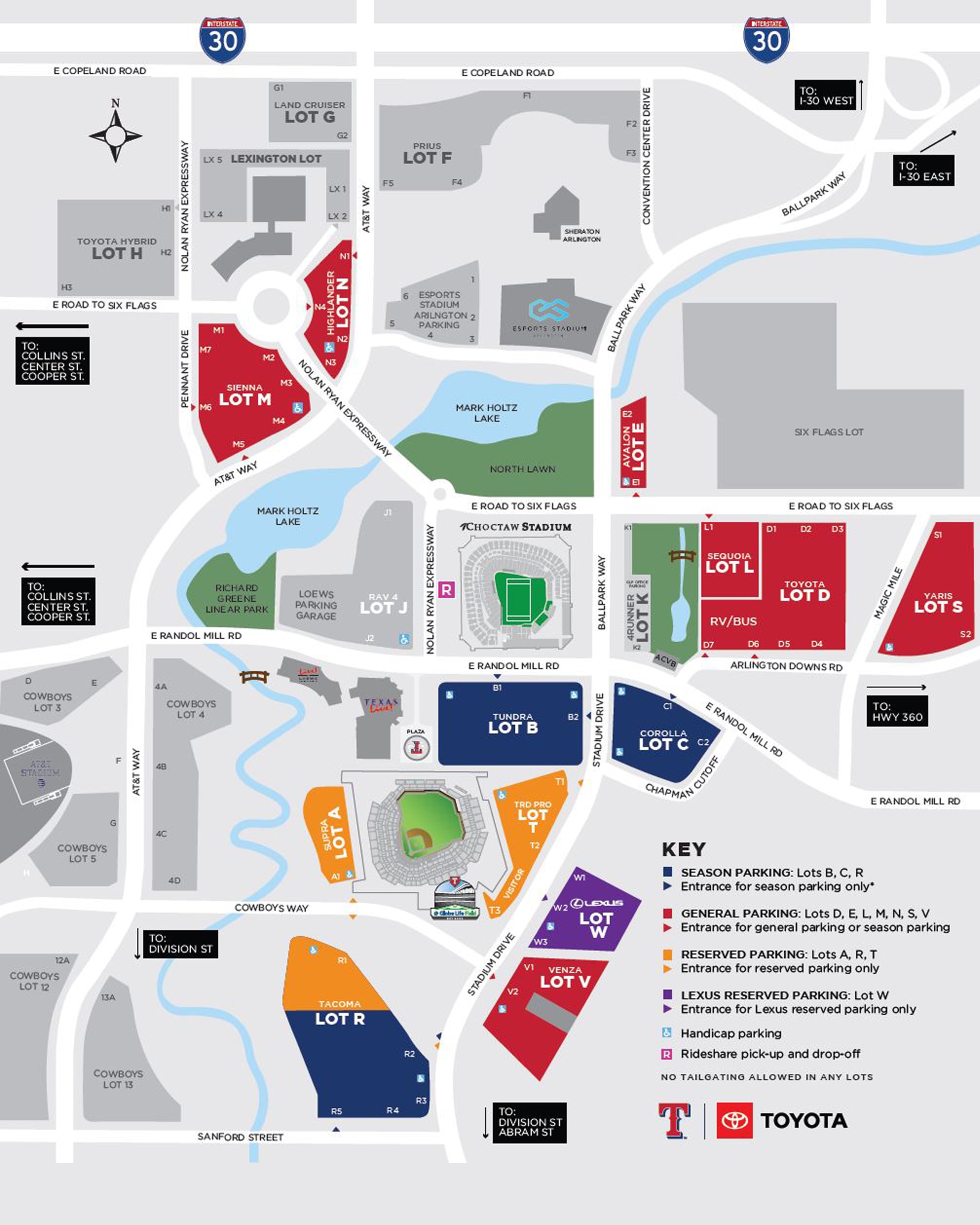 Texas Rangers Parking Map Globe Life Field Parking And Rideshare | Texas Rangers