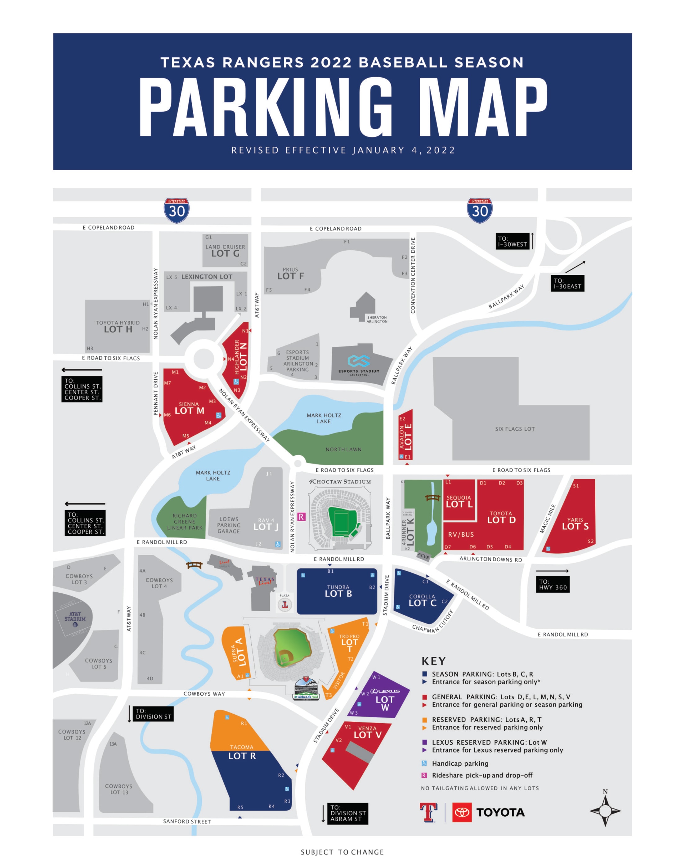 Dallas Cowboys Parking Map Globe Life Field Parking And Rideshare | Texas Rangers