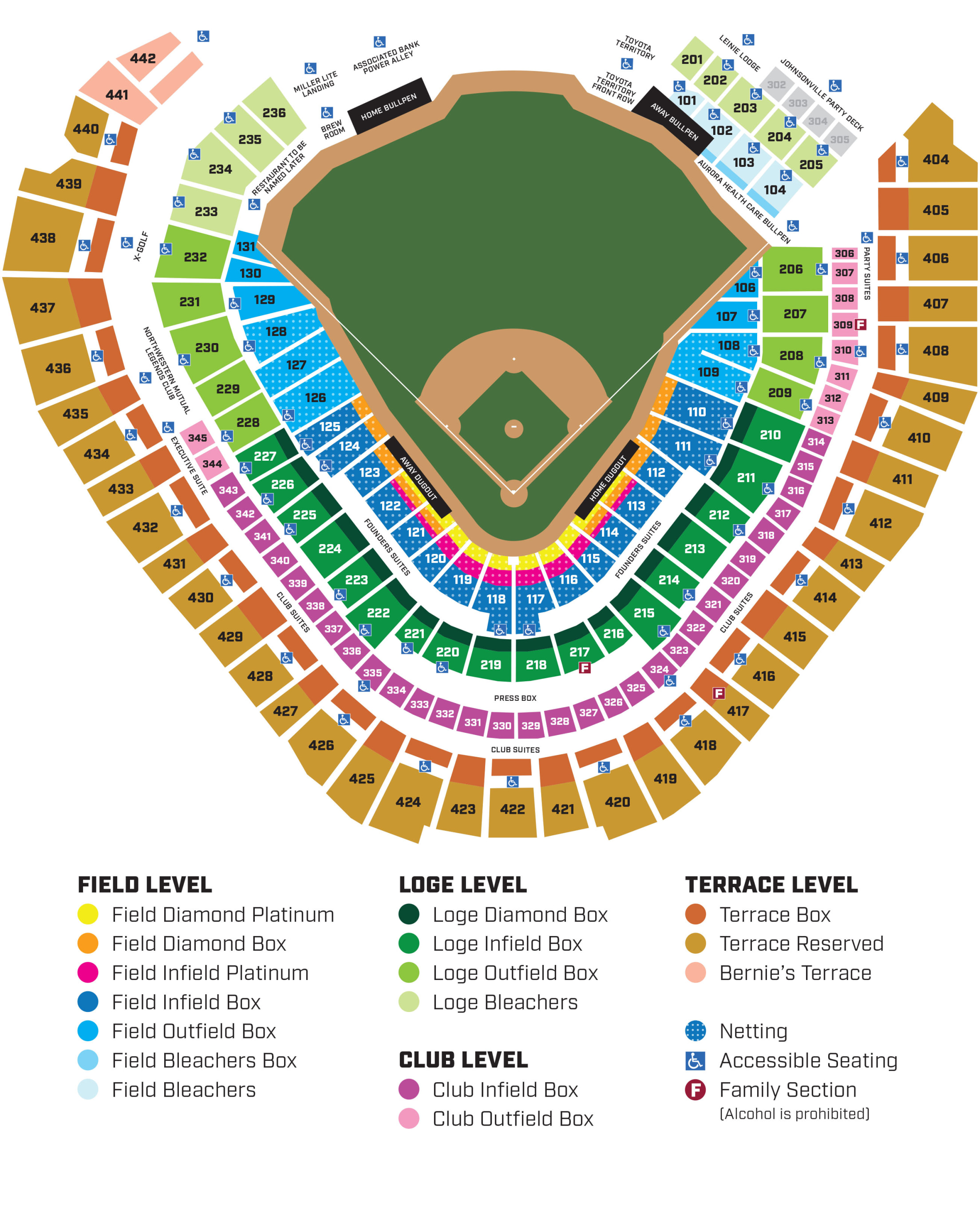 Seat Map American Family Field Milwaukee Brewers