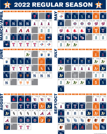 Astros Schedule May 2022 Astros Printable Schedule | Houston Astros