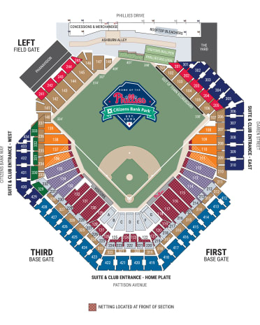 Citizens Bank Park Seating Map - Netting | Philadelphia Phillies