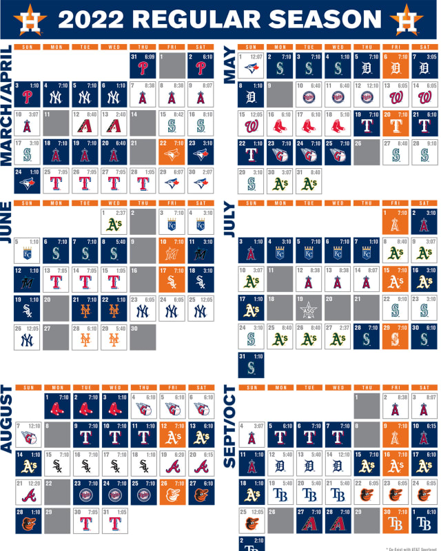 Houston Astros Schedule 2022 Astros Printable Schedule | Houston Astros