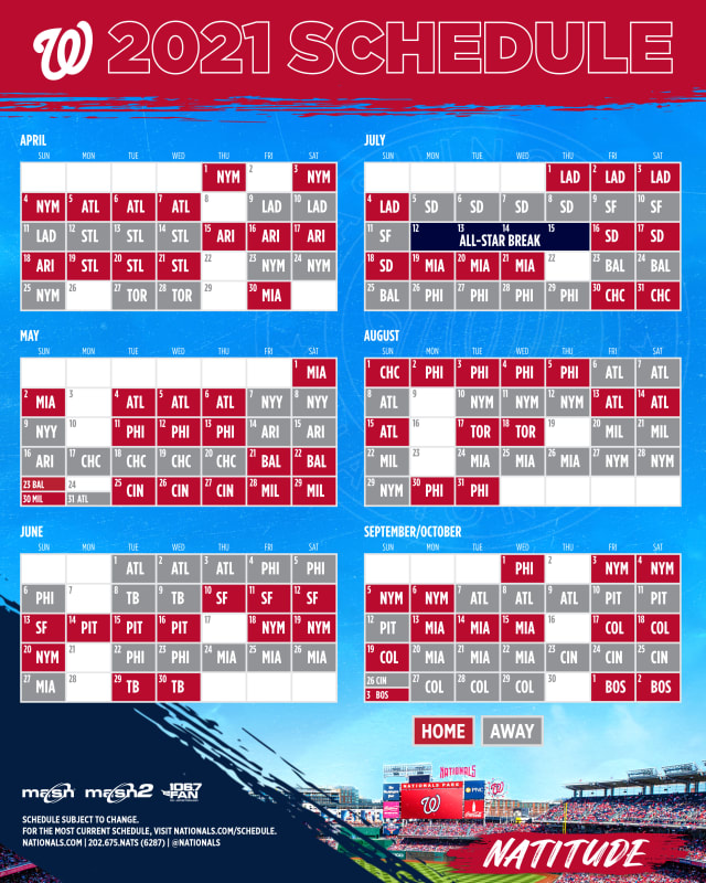 Nationals Printable Schedule | Washington Nationals