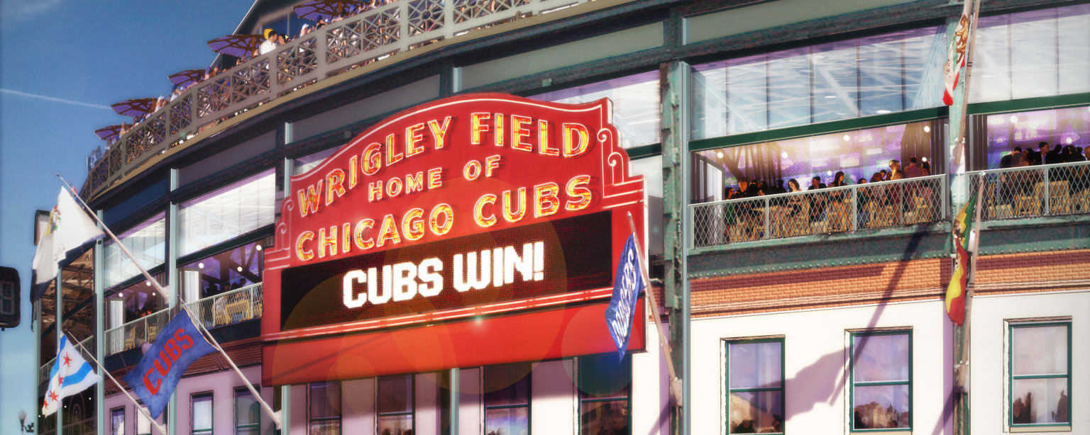 Famous Wrigley Field Marquee Is Back Up