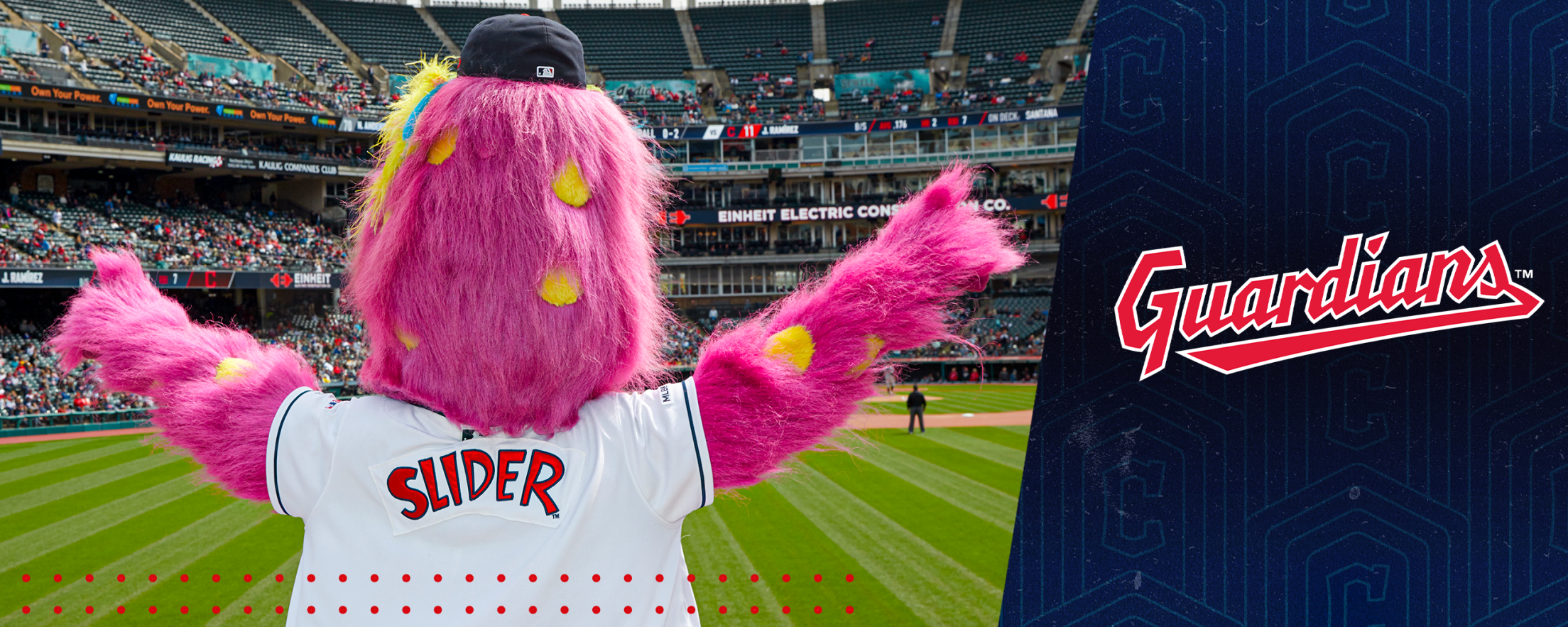 Cleveland Guardians - Slider The Mascot and his crew are ready