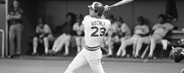 Bruce Bochte in the old Seattle Mariners uniform.