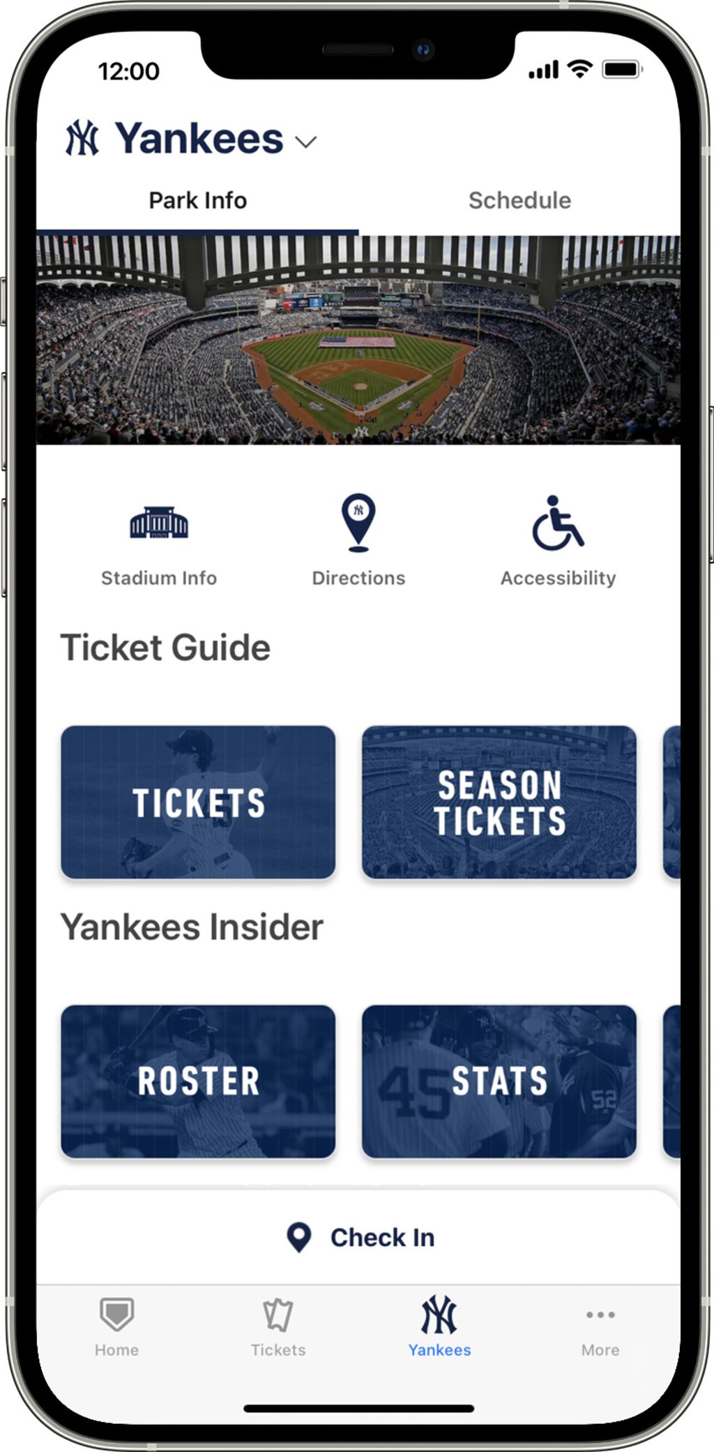 MLB Ballpark app New York Yankees