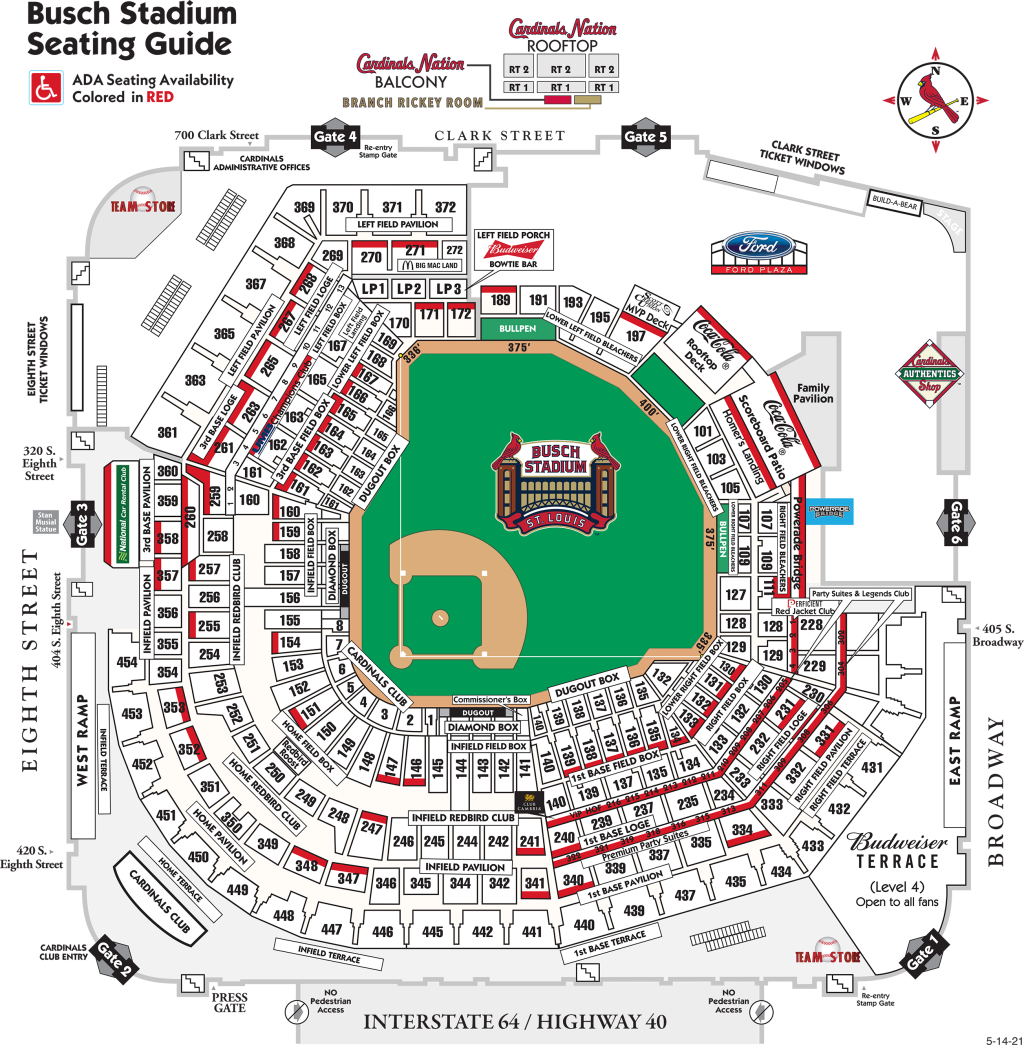 Cardinals Stadium Seating Map Access Guide For Guests With Disabilities | St. Louis Cardinals