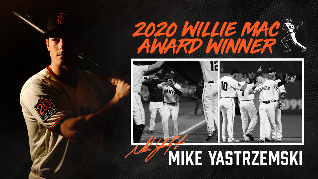 SF Giants' Mike Yastrzemski wins 2020 Willie Mac Award