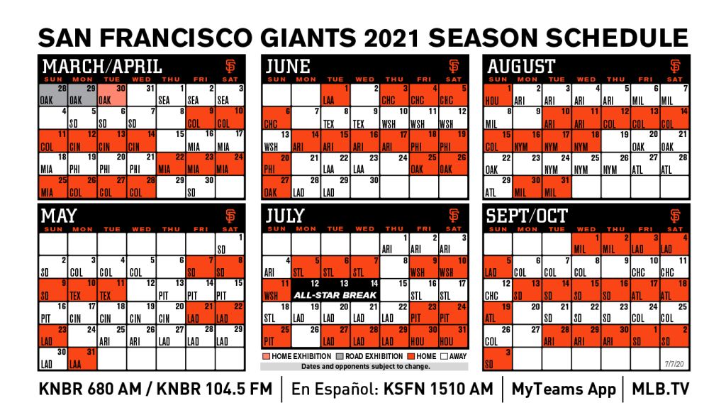 Preview the Giants 2021 Regular Season Schedule Say Hello To Baseball