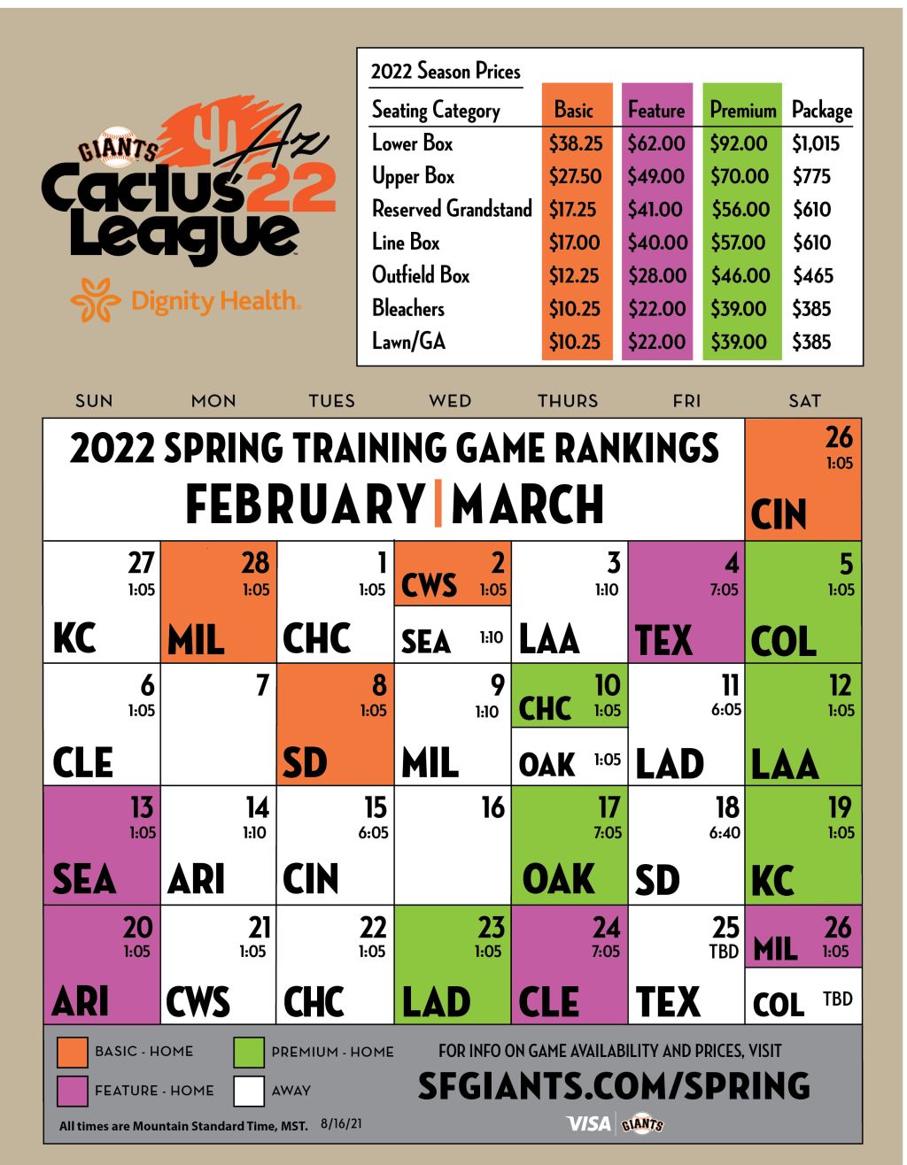 Mst Spring 2022 Schedule Spring Training Season Ticket Members | San Francisco Giants