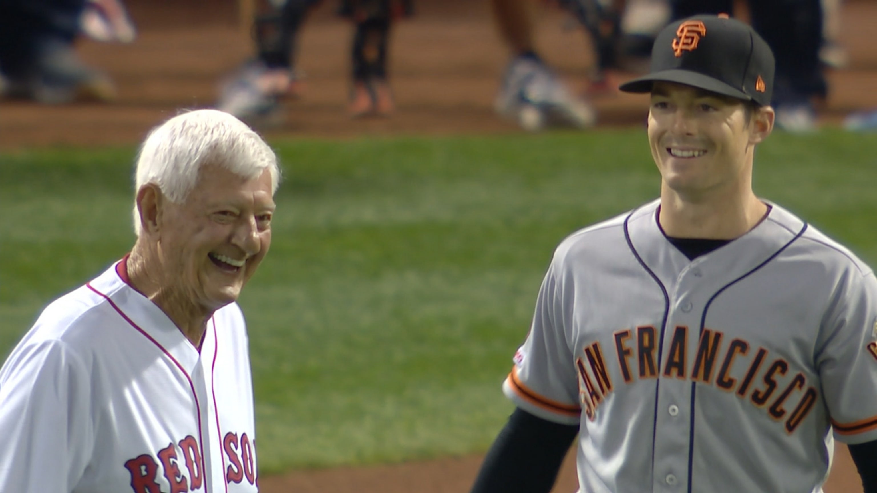 Yaz to Yaz: Mike and Carl Yastrzemski share a moment in the spotlight
