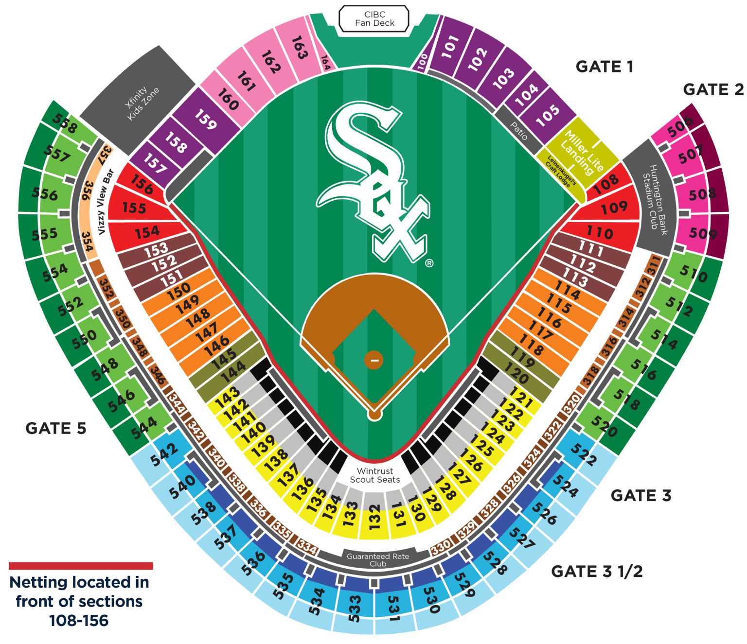 Seat Map Guaranteed Rate Field Chicago White Sox