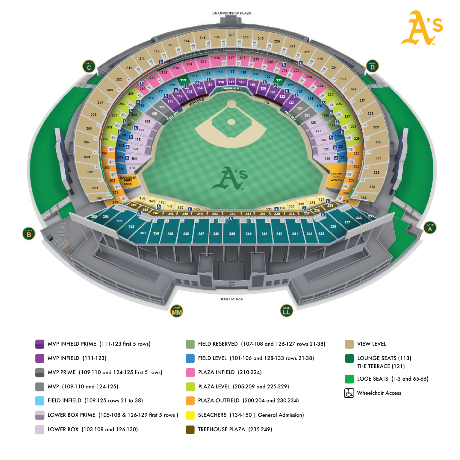 Printable Seating Chart | Oakland Athletics