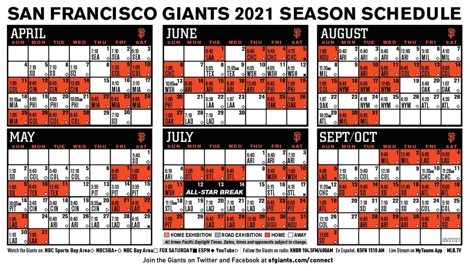 Printable Schedule | San Francisco Giants