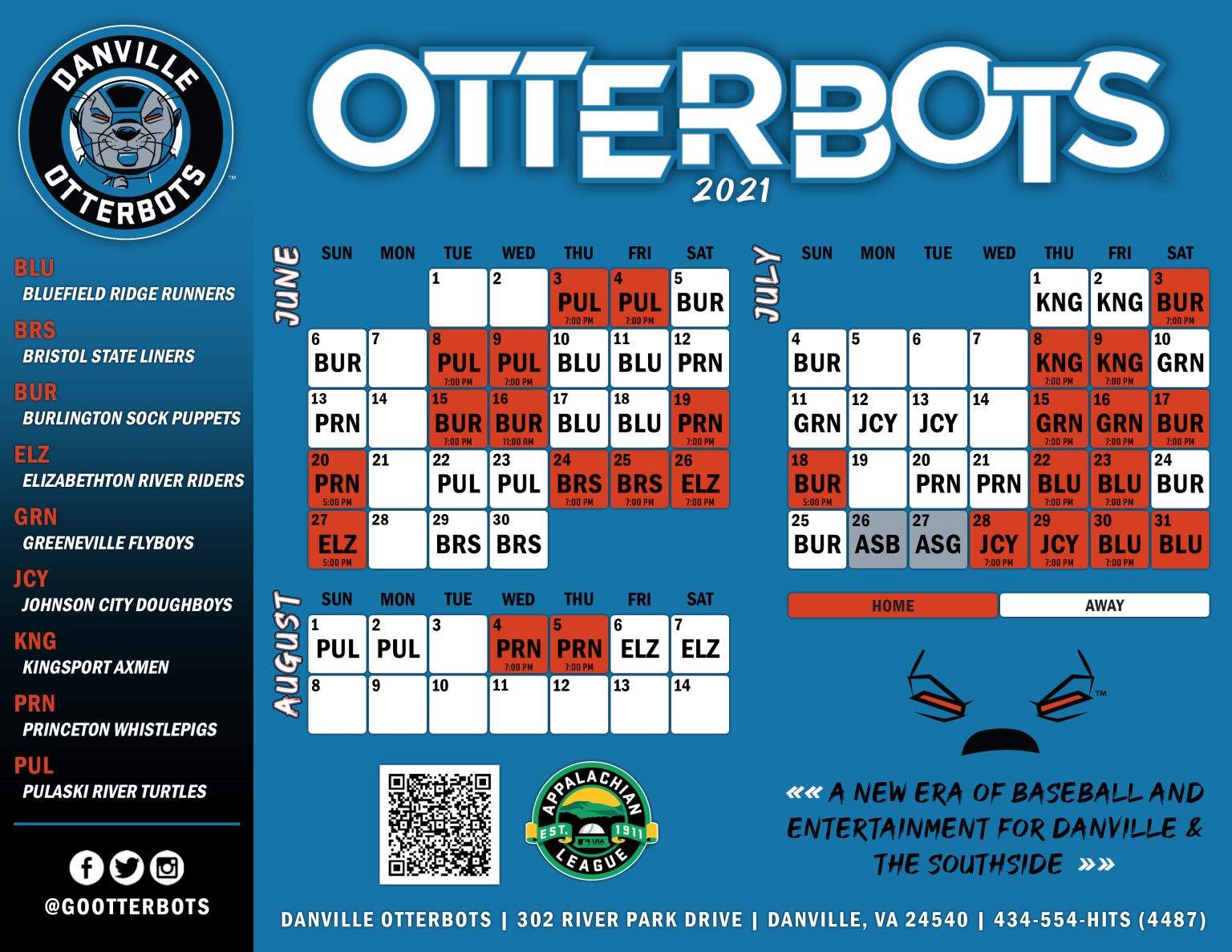 Danville Otterbots 2022 Promotional Schedule