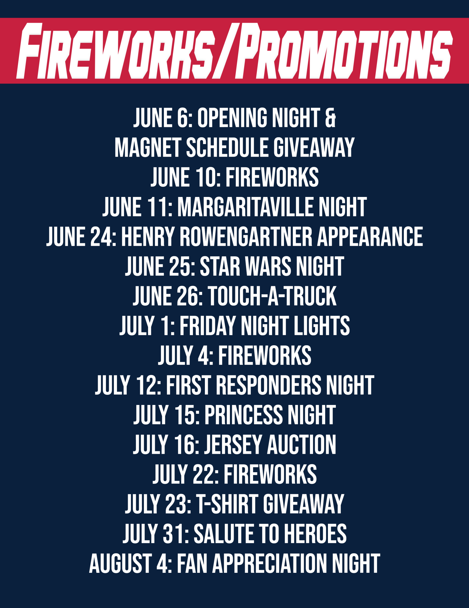 Greeneville Flyboys release 2022 promotional schedule