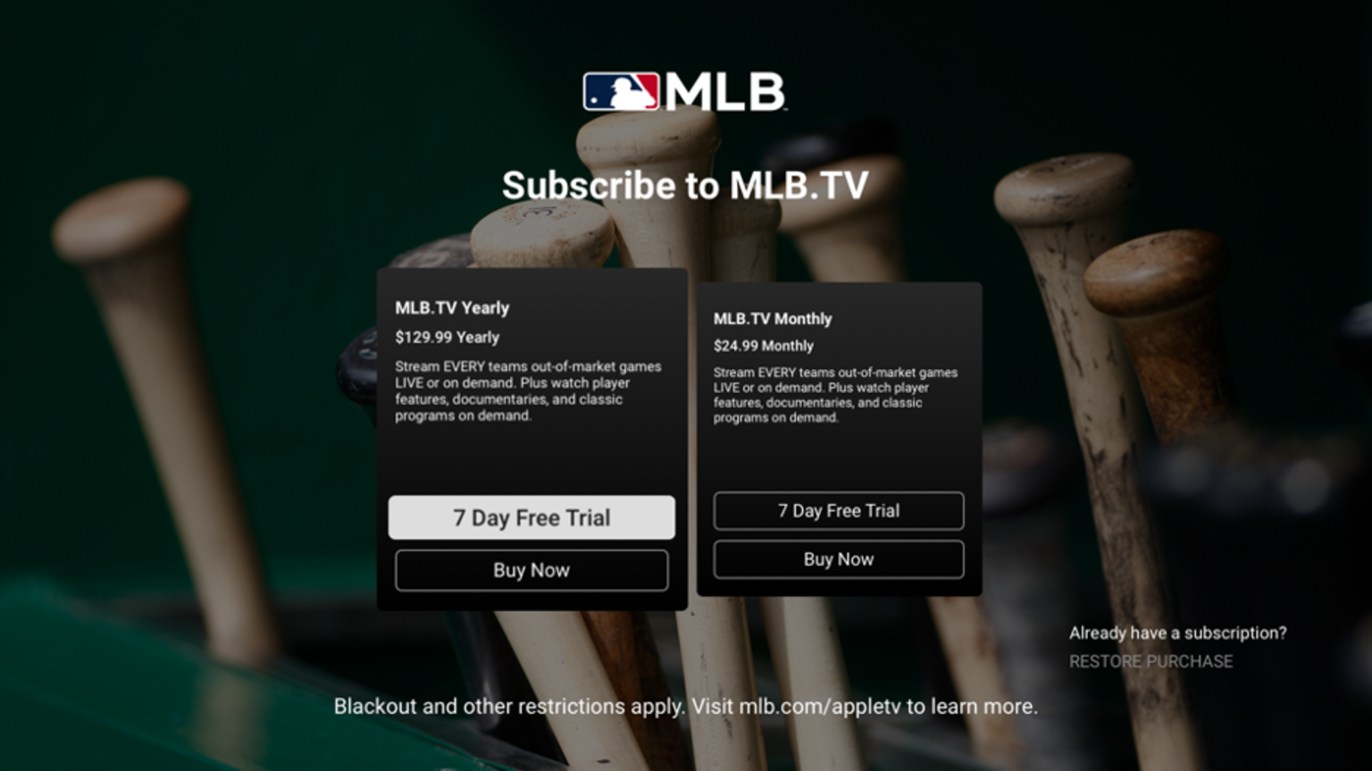 MLB.TV Apple TV Get Started