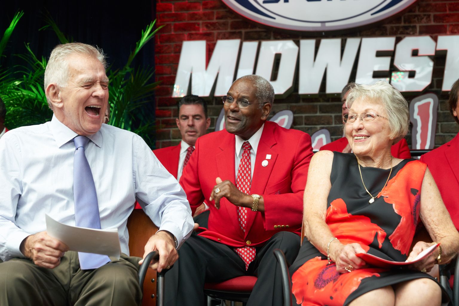 Newly inducted St. Louis Cardinals Hall of Fame member Mark McGwire wipes  tears from his eyes during the St. Louis Cardinals Hall of Fame Induction  ceremonies in St. Louis on August 26