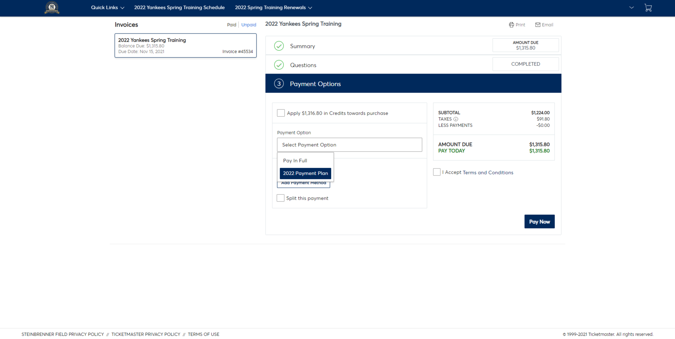 Spring Training Invoice Payment Process 