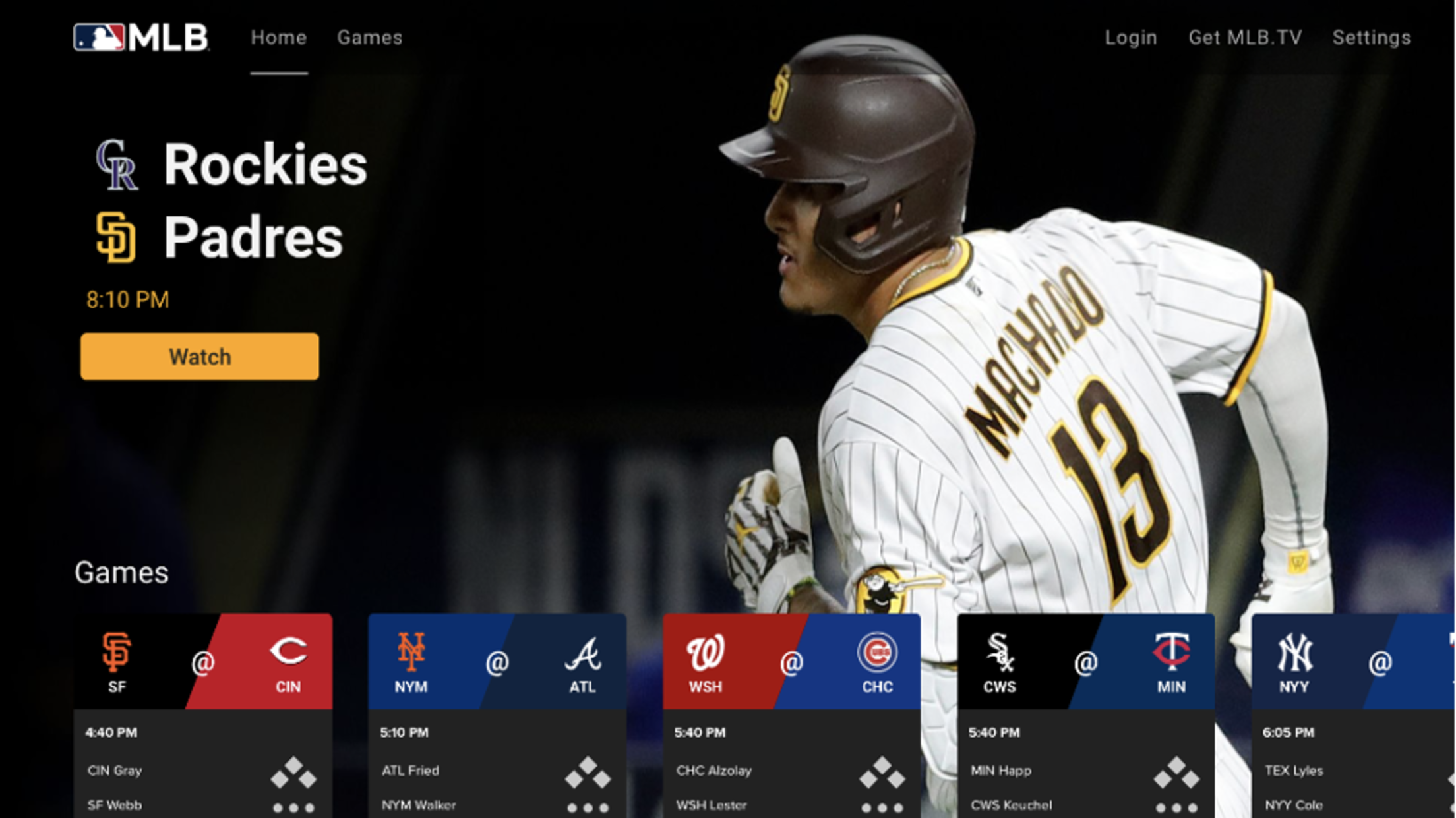 MLB.TV Apple TV Viewing/Navigation