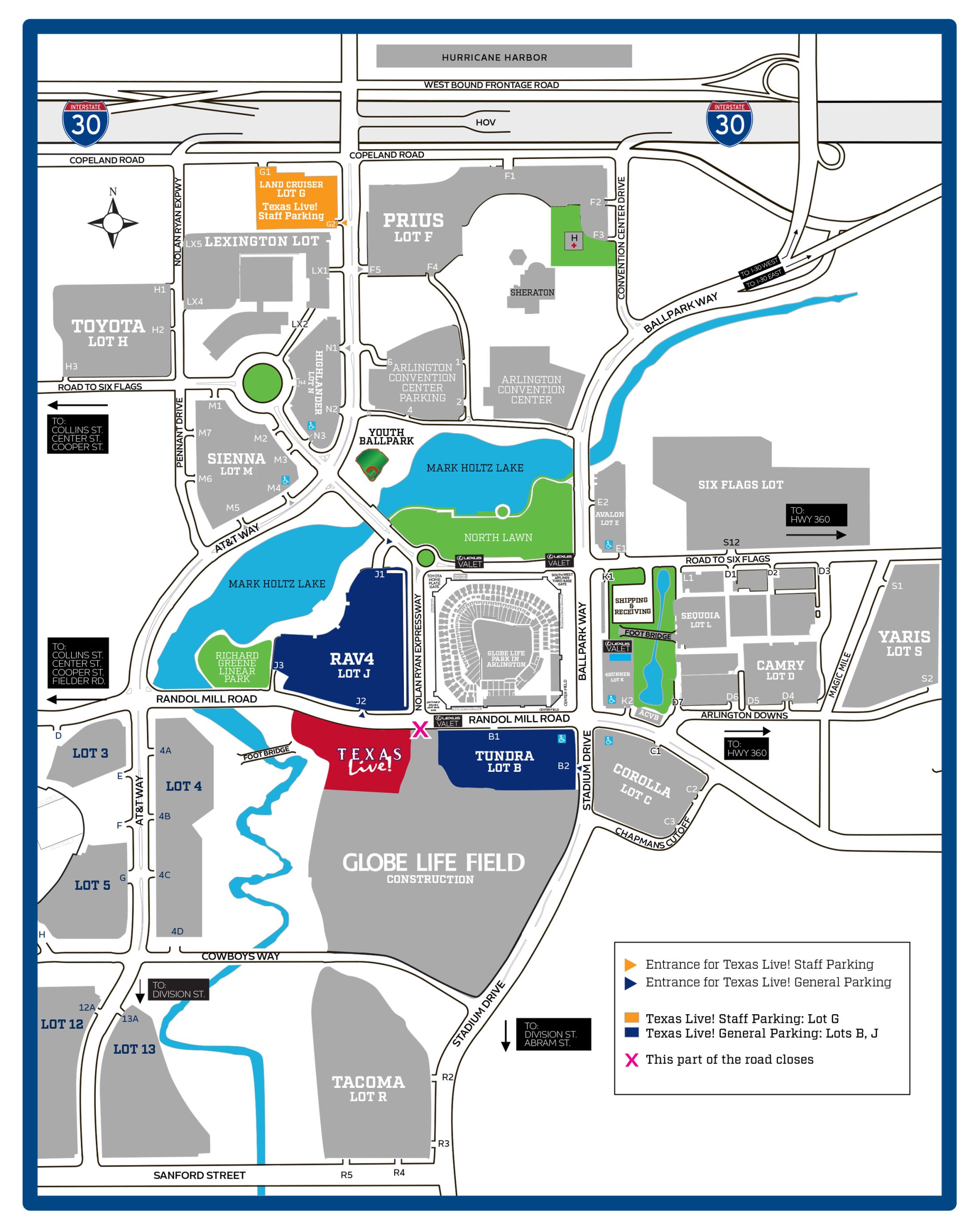 globe life parking map