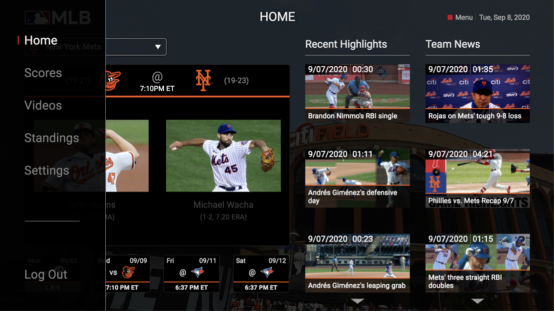 MLB.TV Samsung Viewing/Navigation