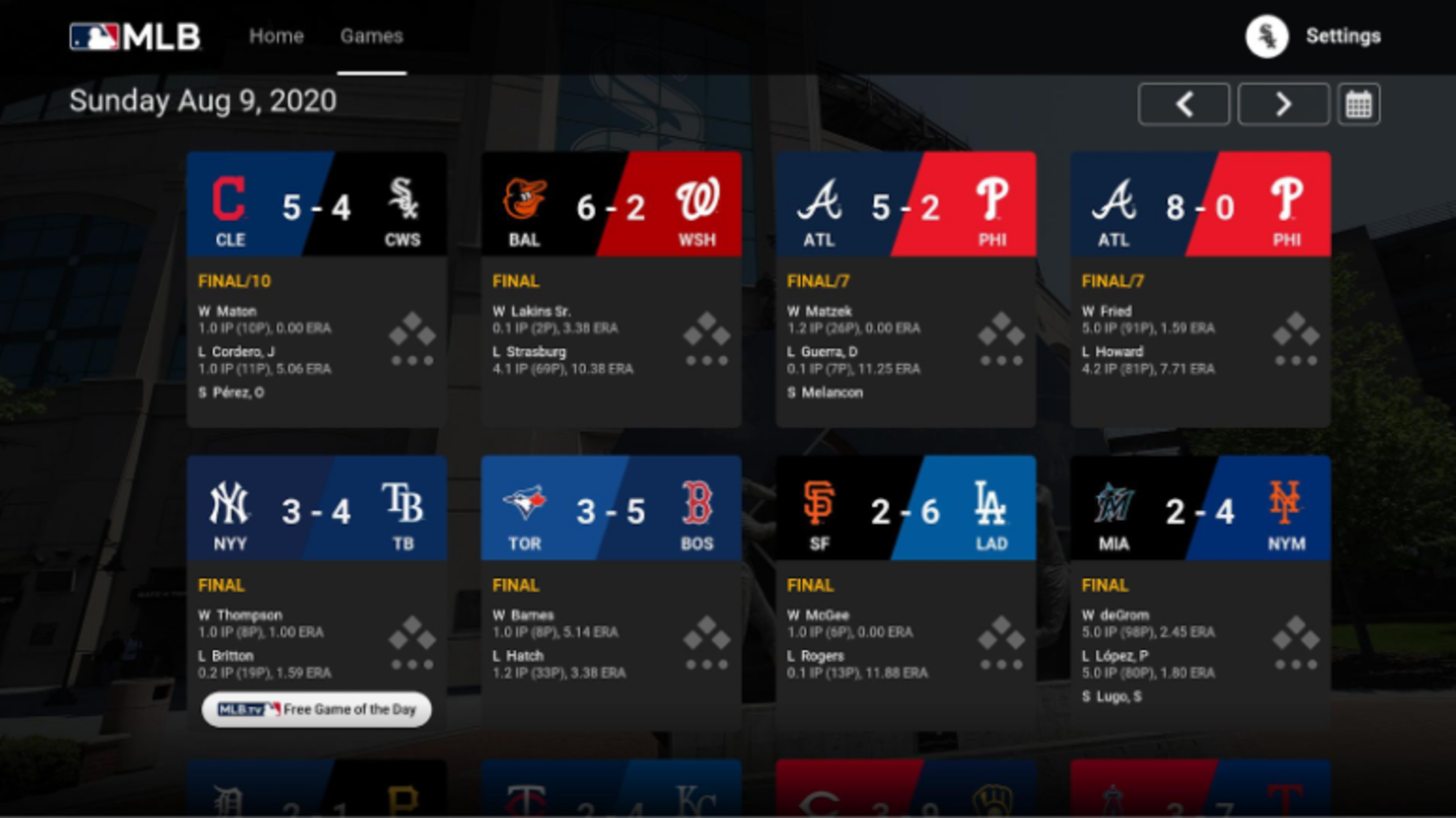 MLB.TV Roku Viewing Navigation MLB