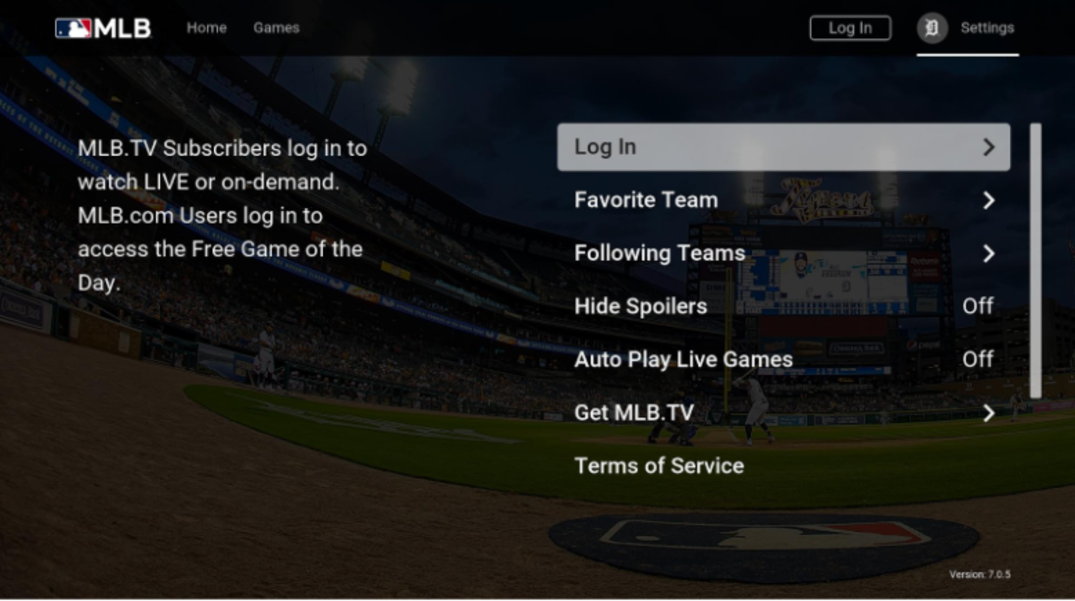 MLB.TV Roku® Get Started