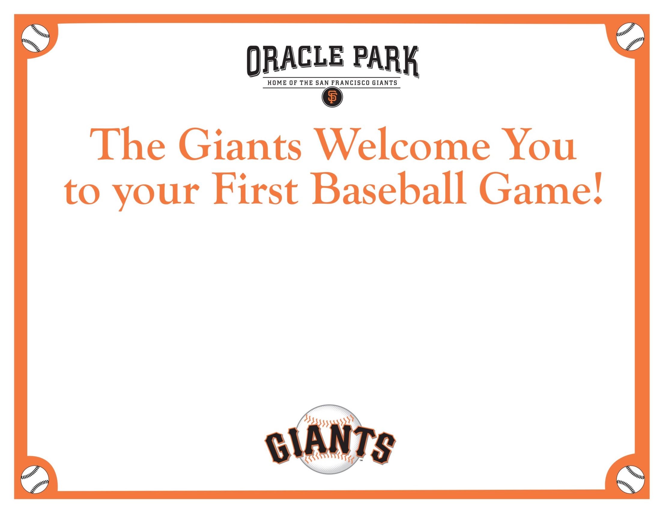 Giants First Game Certificate Generator San Francisco Giants
