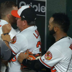 Chris Davis and Brandon Hyde go at each other in the dugout, a