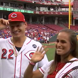 VIDEO: Derek Dietrich's Wife Monica Puig Serves Out Opening Pitch