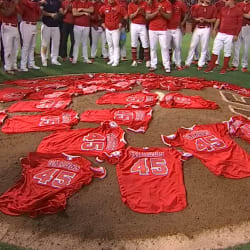VIDEO: Angels Players Leave Tyler Skaggs Jerseys On Mound After