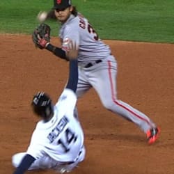 WS2014 Gm2: Peavy talks to himself after 0-2 pitch 