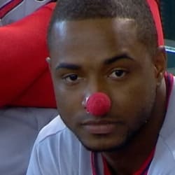 Victor Robles wins the exchange with Madison Bumgarner with clown nose  response - Federal Baseball