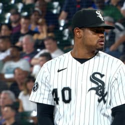 CHICAGO, IL - APRIL 15: Chicago White Sox relief pitcher Reynaldo Lopez  (40) reacts after striking out a batter during an MLB game against the  Baltimore Orioles on April 15, 2023 at