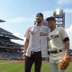 Ben Simmons tosses first pitch, 05/26/2018