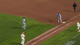 New York Yankees starting pitcher Tanyon Sturtze, center, gets into a fight  with Boston Red Sox's David Ortiz, left and Gabe Kapler after teammate Alex  Rodriguez was hit by a pitch from