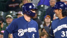 Cory Spangenberg called out on strikes., 08/19/2018