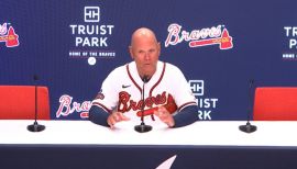 ATLANTA, GA - APRIL 11: Huascar Ynoa #19 of the Atlanta Braves