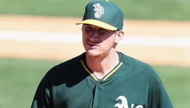 Download Caption: Oakland Athletics' star player Jarrod Parker in