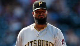 Pittsburgh Pirates relief pitcher Felipe Vazquez (73) in the ninth