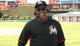 Florida Marlins' Juan Pierre scores on a Damion Easley base hit as