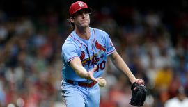 PHILADELPHIA, PA - APRIL 17: St. Louis Cardinals pitcher Kwang Hyun Kim  (33) delivers during the Major League Baseball game between the St. Louis  Cardinals and the Philadelphia Phillies on April 17