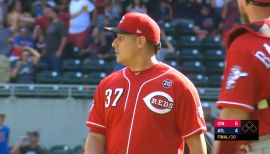 David Hernandez -- 1956 Throwback Jersey & Pants (Relief Pitcher: 1.0 IP, 1  K) -- Indians vs. Reds on July 7, 2019 -- Jersey Size: 50 / Pants Size:  40-47-18