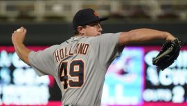 Watch: Derek Holland Strikes Out Side in 2023 Pro Baseball Debut