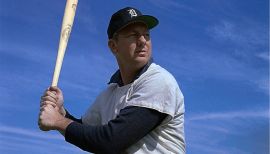 Detroit Tigers Jim Northrup in action, at bat vs Cleveland Indians at