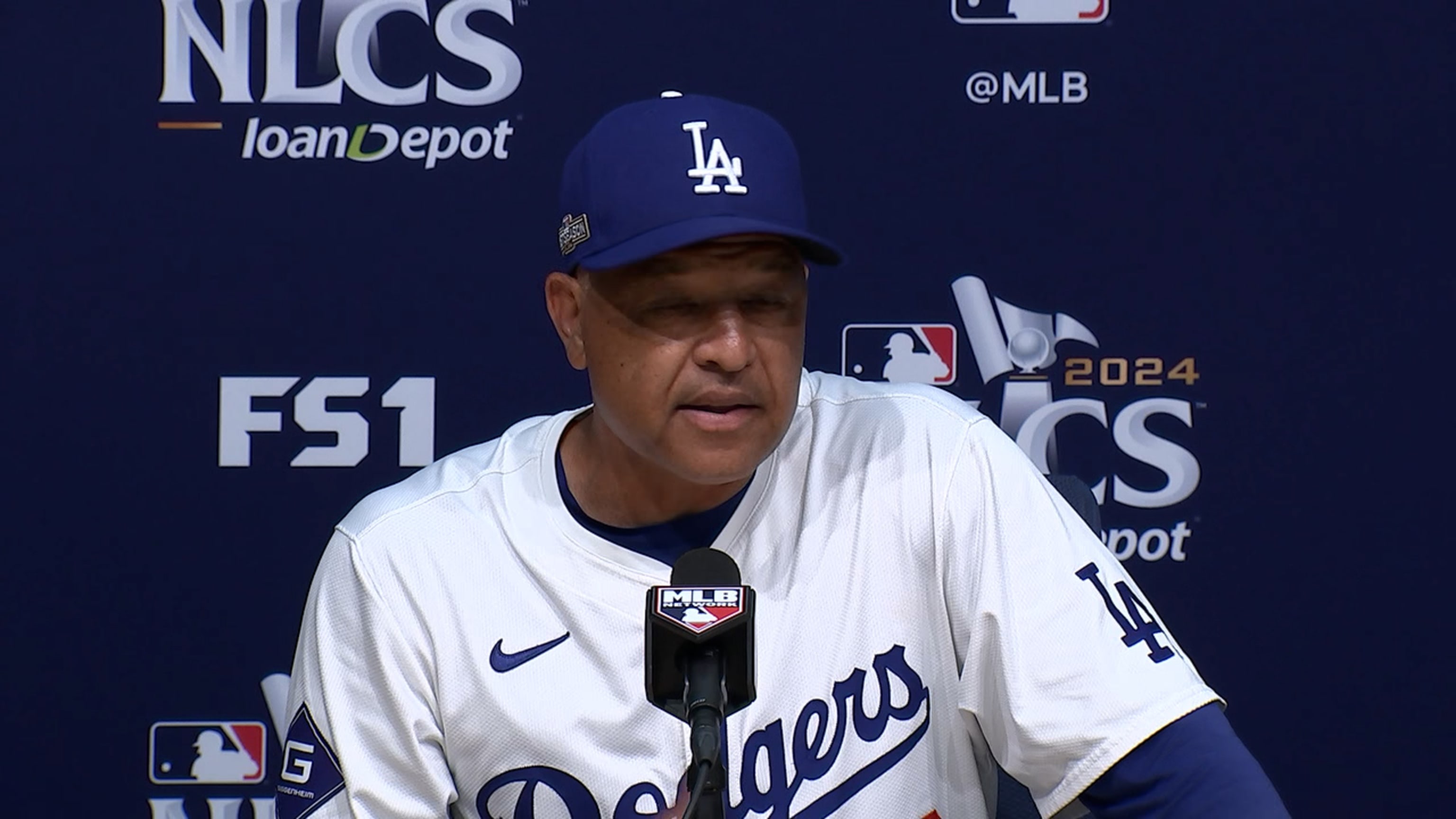 Dave Roberts discusses Dodgers' Game 2 loss in NLCS