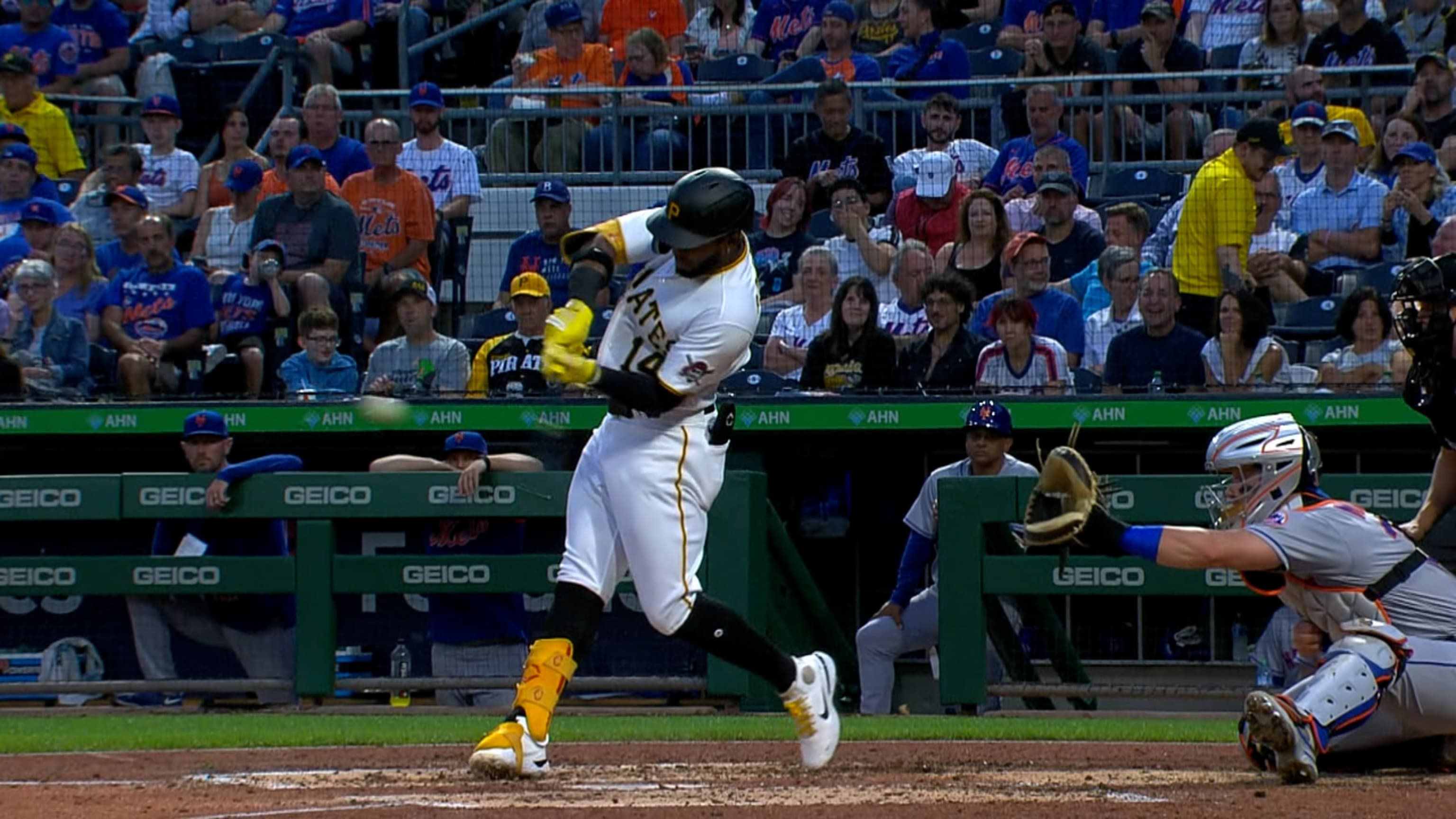 Pittsburgh Pirates' Oneil Cruz visits the dugout during a baseball